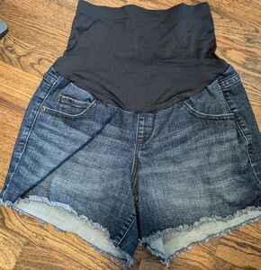 High-Waisted Denim Maternity Shorts
